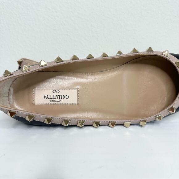 VALENTINO GARAVANI Rockstud leather pointed toe flats 37.5 - Picture 11 of 12